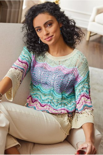 Women Thereze Stripe Pointelle Sweater