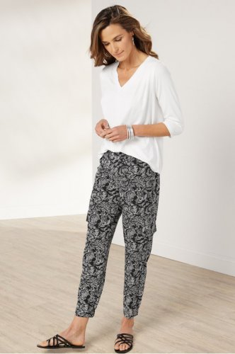 Women Go Lively Stamped Floral Cargo Pants
