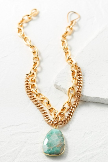 Amazonite Mixed Chain Necklace - Click Image to Close