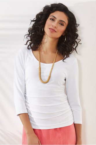 Women Ruched 3/4 Sleeve Top