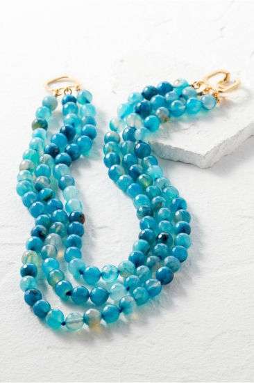3-Strand Agate Necklace - Click Image to Close